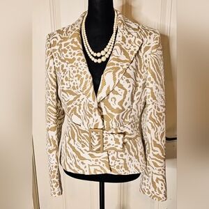 Liz Claiborne Zebra Print Belted Blazer – Tan & White Size 6